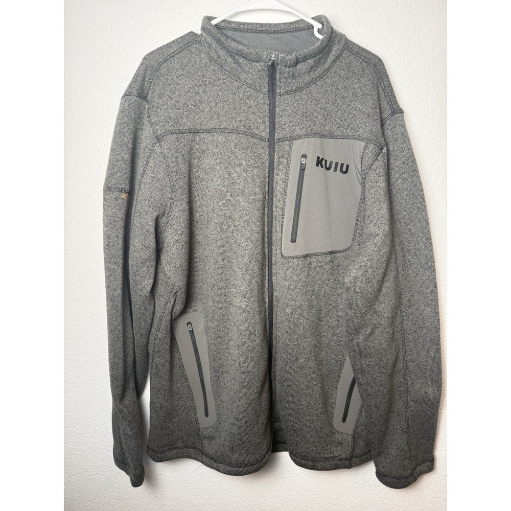 Kuiu‎ Base Camp High Loft Sweater Fleece Full Zip Jacket Gray Mens XXL 2XL
